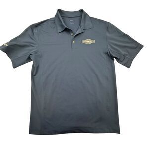 Nike Polo Shirt Mens M Blue Golf Performance Ghirardelli Chocolate Logo NWT